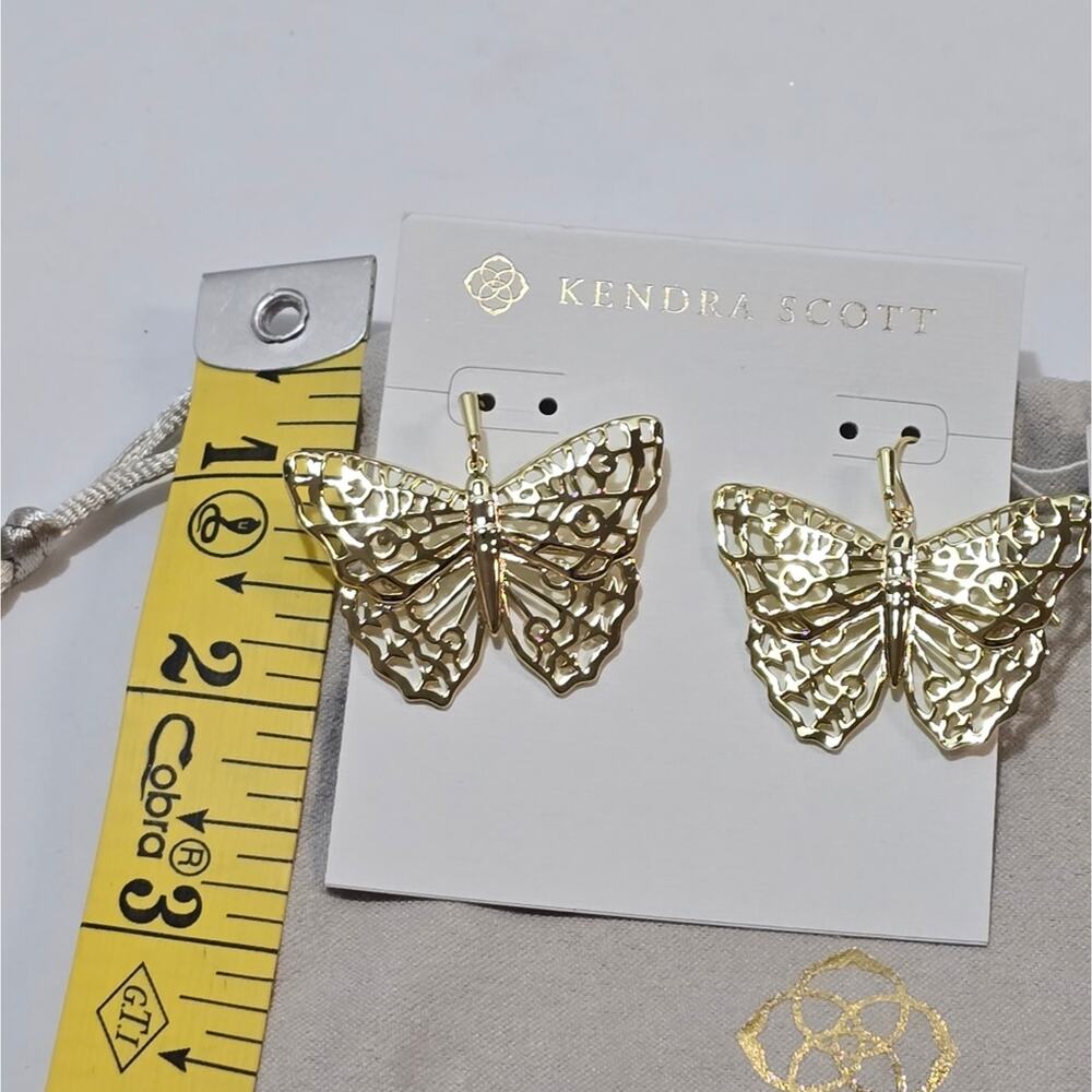 Kendra Scott Hadley Butterfly Gold Plated‎ Earrings New! - Picture 3 of 5